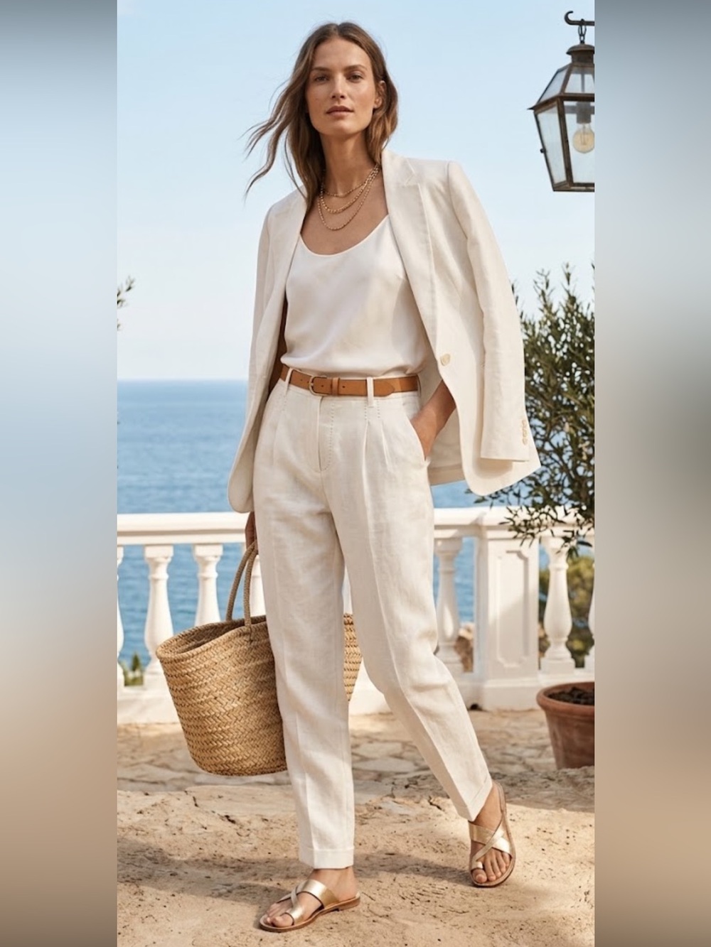 Massimo Dutti Cream High-Rise 100% Linen Trousers. NWT